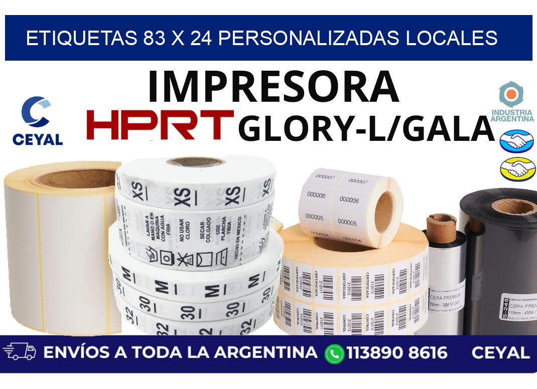 etiquetas 83 x 24 personalizadas locales