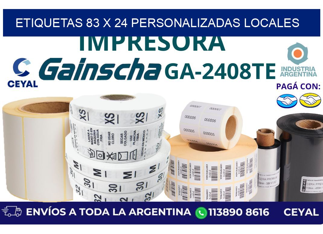 etiquetas 83 x 24 personalizadas locales