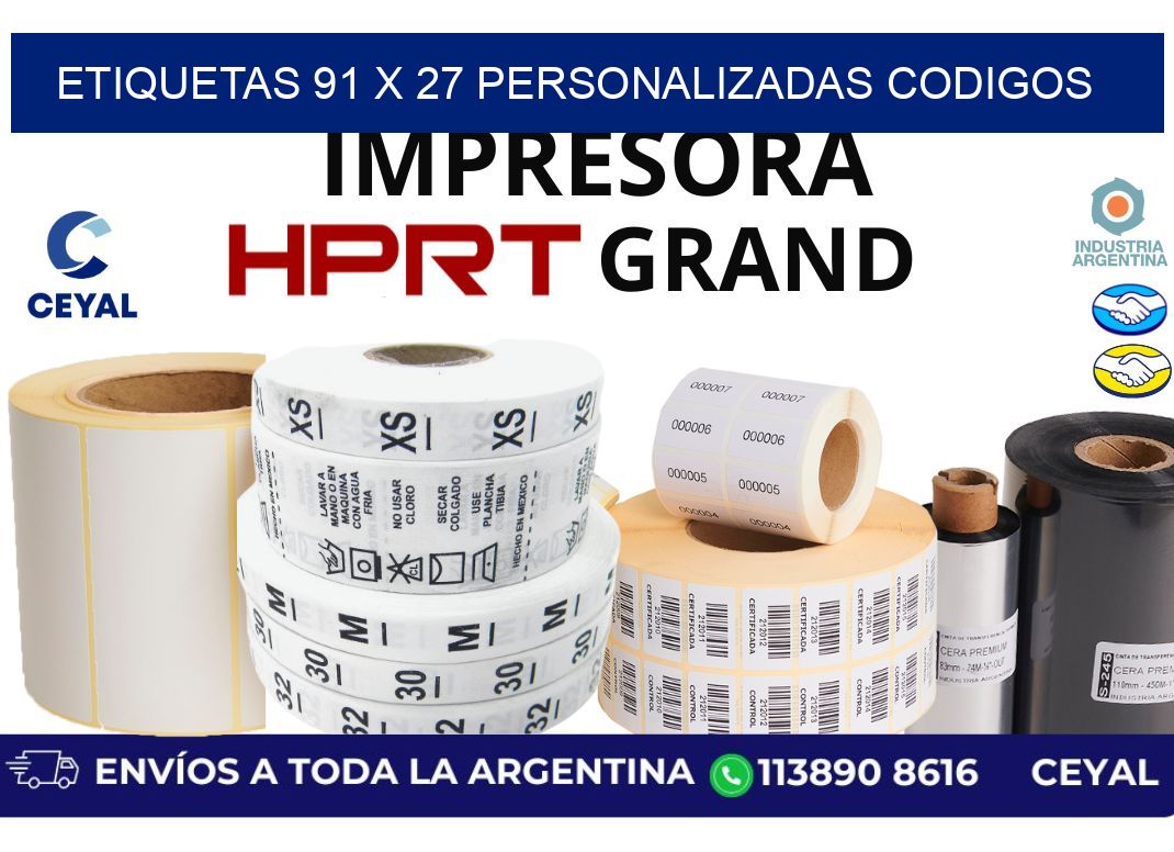 etiquetas 91 x 27 personalizadas codigos