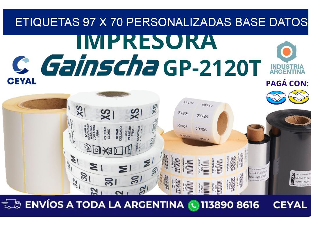 etiquetas 97 x 70 personalizadas base datos