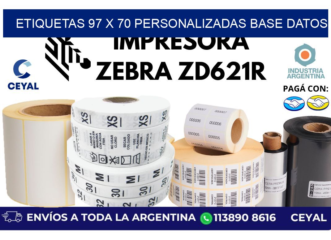 etiquetas 97 x 70 personalizadas base datos