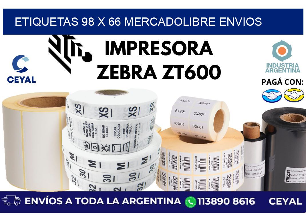 etiquetas 98 x 66 mercadolibre envios