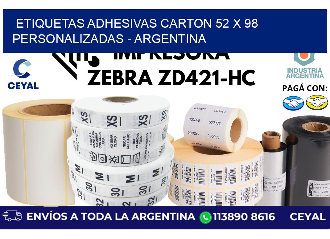 etiquetas adhesivas carton 52 x 98 personalizadas - Argentina