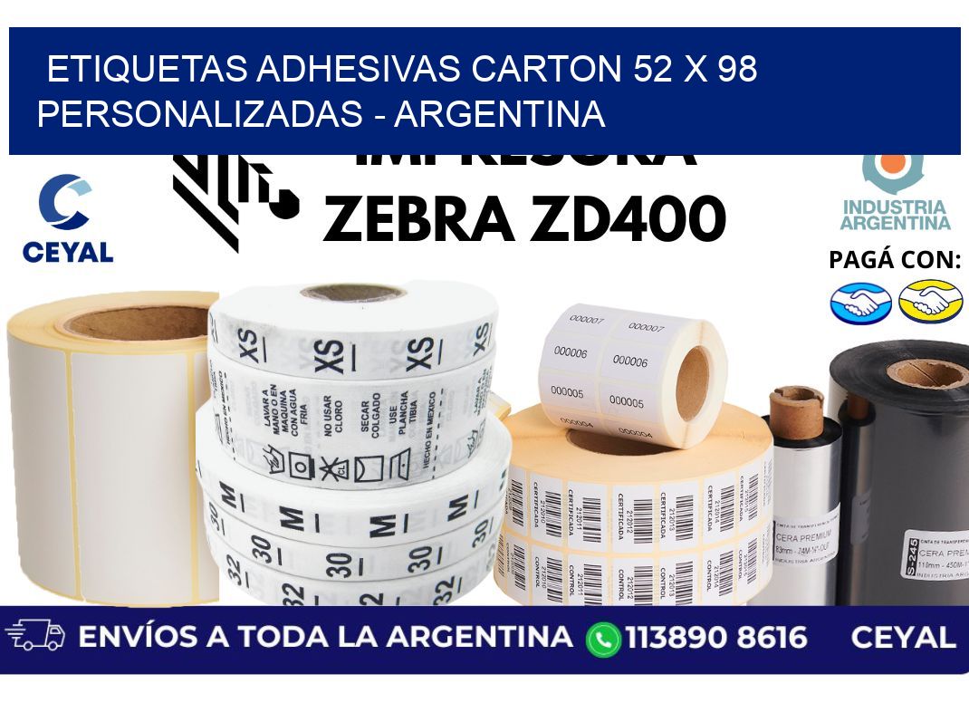 etiquetas adhesivas carton 52 x 98 personalizadas - Argentina
