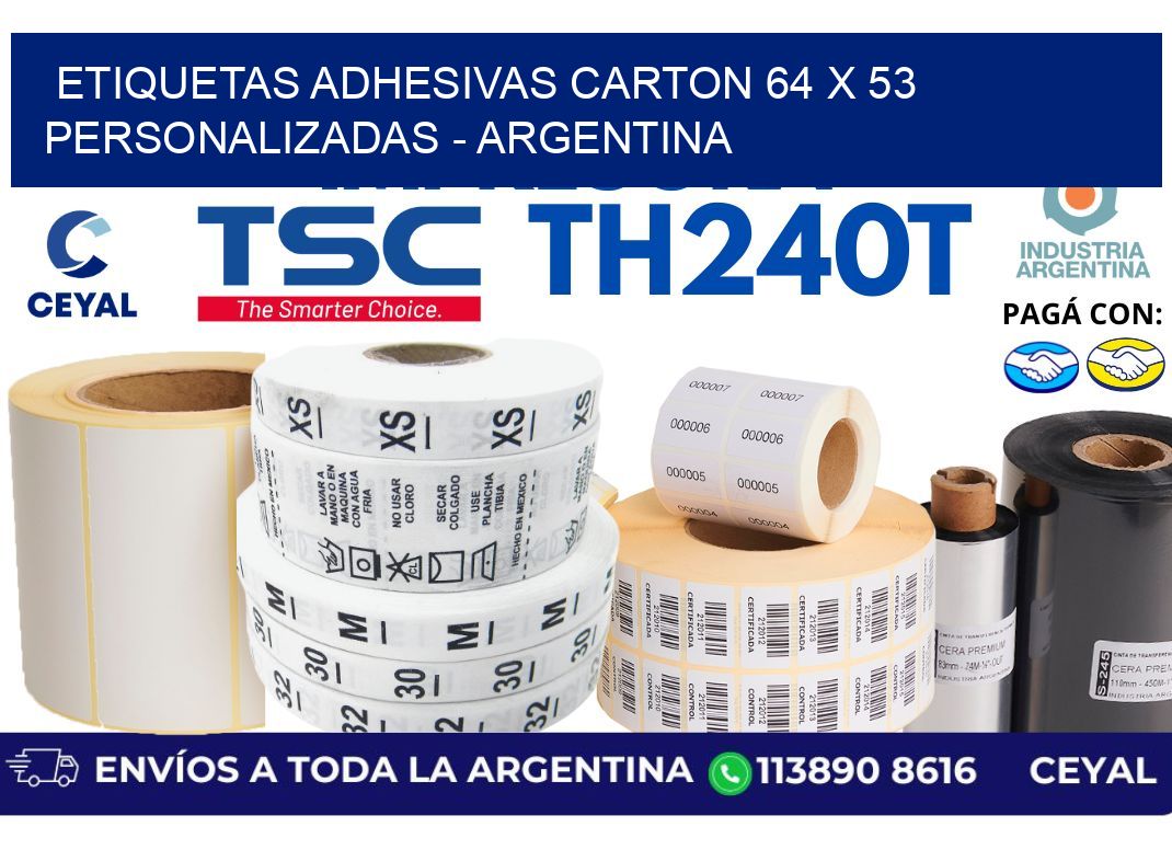 etiquetas adhesivas carton 64 x 53 personalizadas - Argentina
