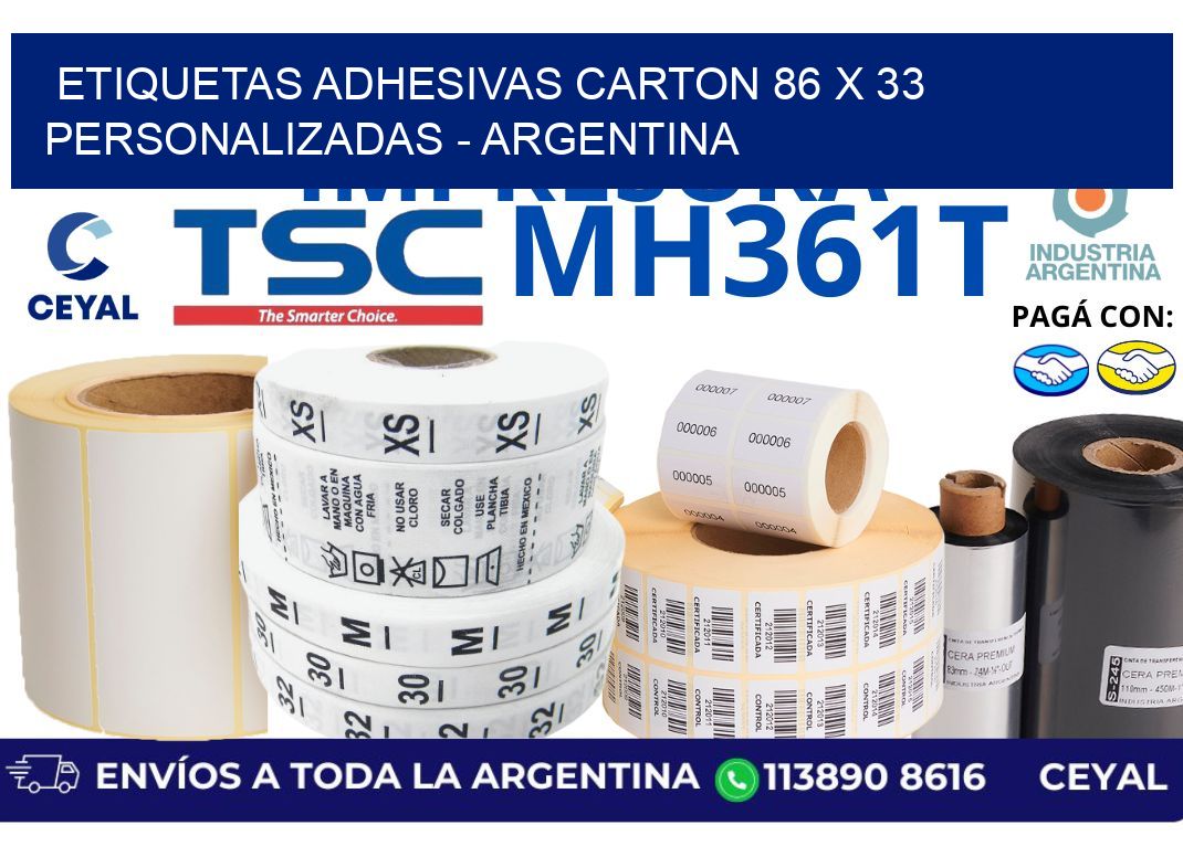 etiquetas adhesivas carton 86 x 33 personalizadas - Argentina