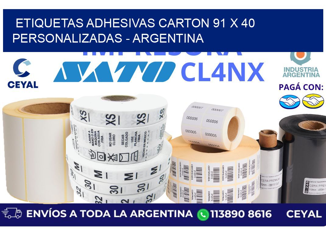 etiquetas adhesivas carton 91 x 40 personalizadas - Argentina
