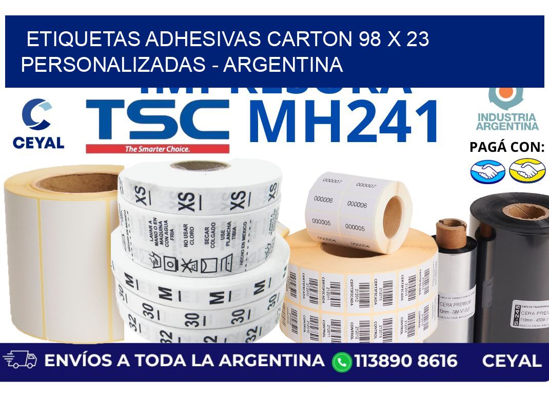 etiquetas adhesivas carton 98 x 23 personalizadas - Argentina