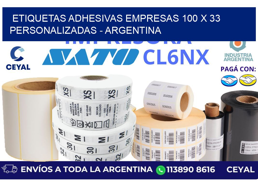 etiquetas adhesivas empresas 100 x 33 personalizadas – Argentina