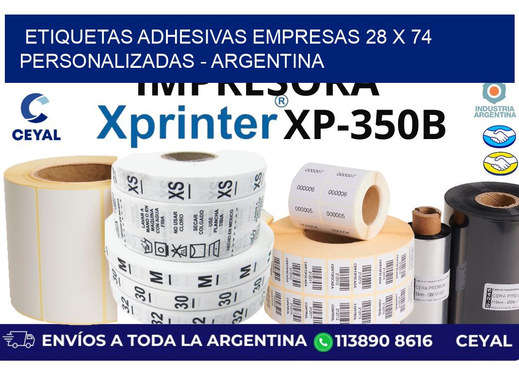 etiquetas adhesivas empresas 28 x 74 personalizadas – Argentina
