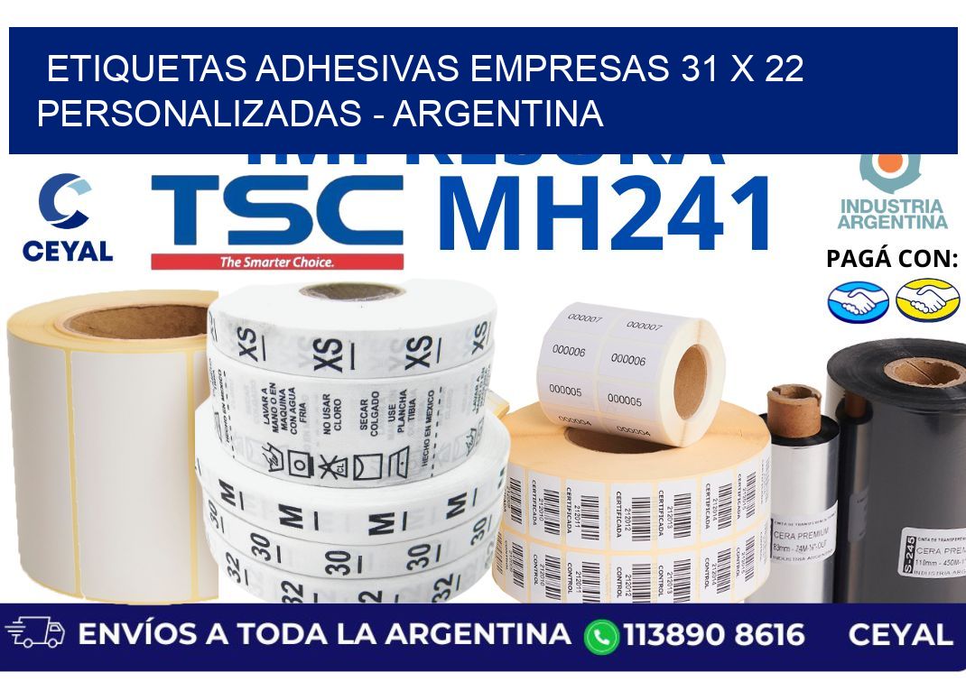 etiquetas adhesivas empresas 31 x 22 personalizadas - Argentina