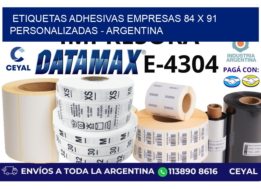 etiquetas adhesivas empresas 84 x 91 personalizadas - Argentina