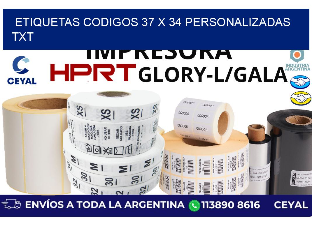 etiquetas codigos 37 x 34 personalizadas txt