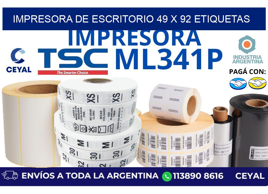 impresora de escritorio 49 x 92 etiquetas