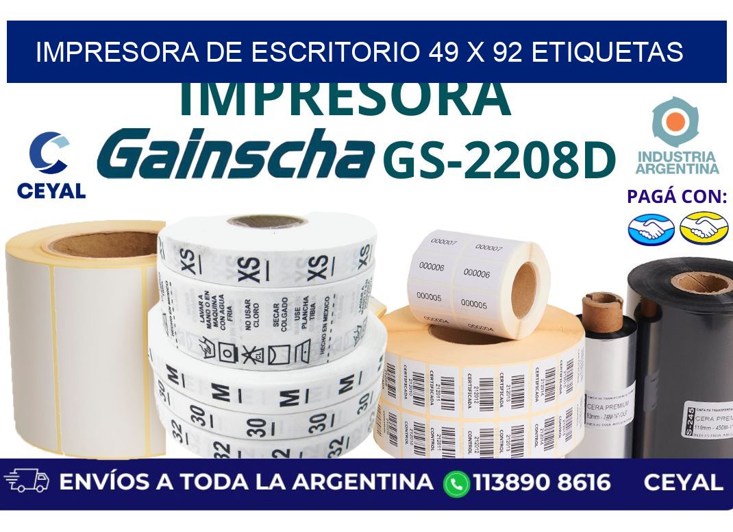impresora de escritorio 49 x 92 etiquetas