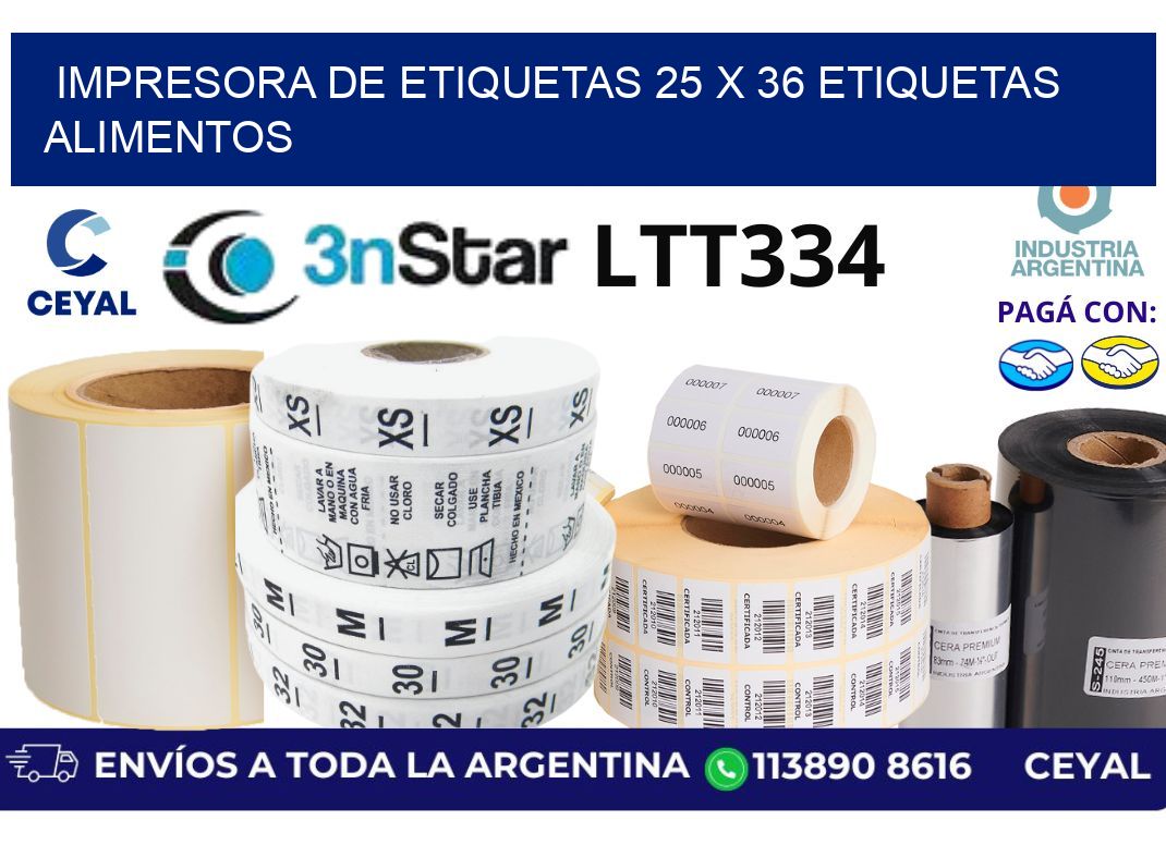 impresora de etiquetas 25 x 36 etiquetas alimentos