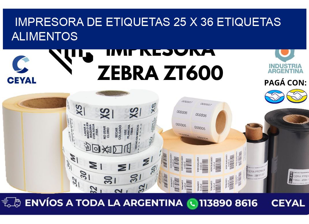 impresora de etiquetas 25 x 36 etiquetas alimentos