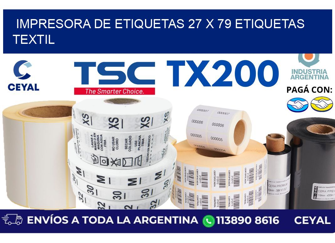 impresora de etiquetas 27 x 79 etiquetas textil