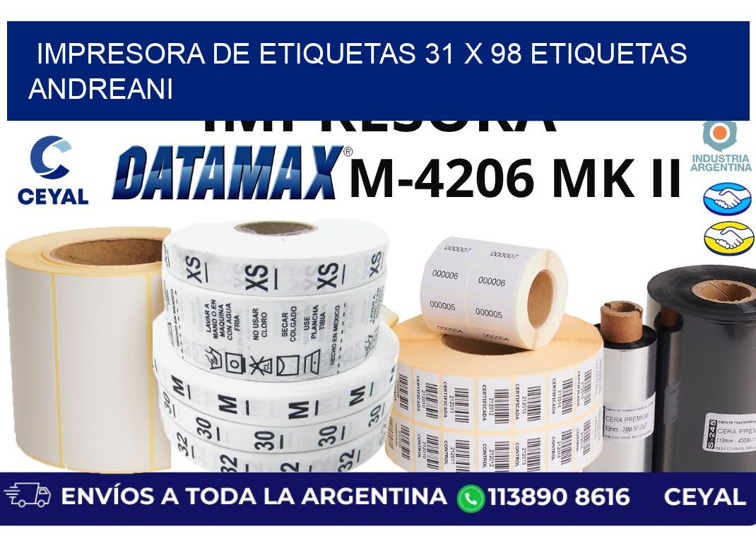impresora de etiquetas 31 x 98 etiquetas andreani