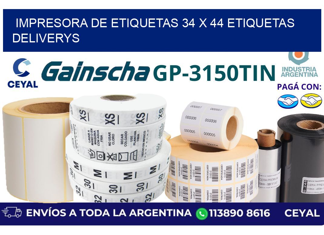 impresora de etiquetas 34 x 44 etiquetas deliverys