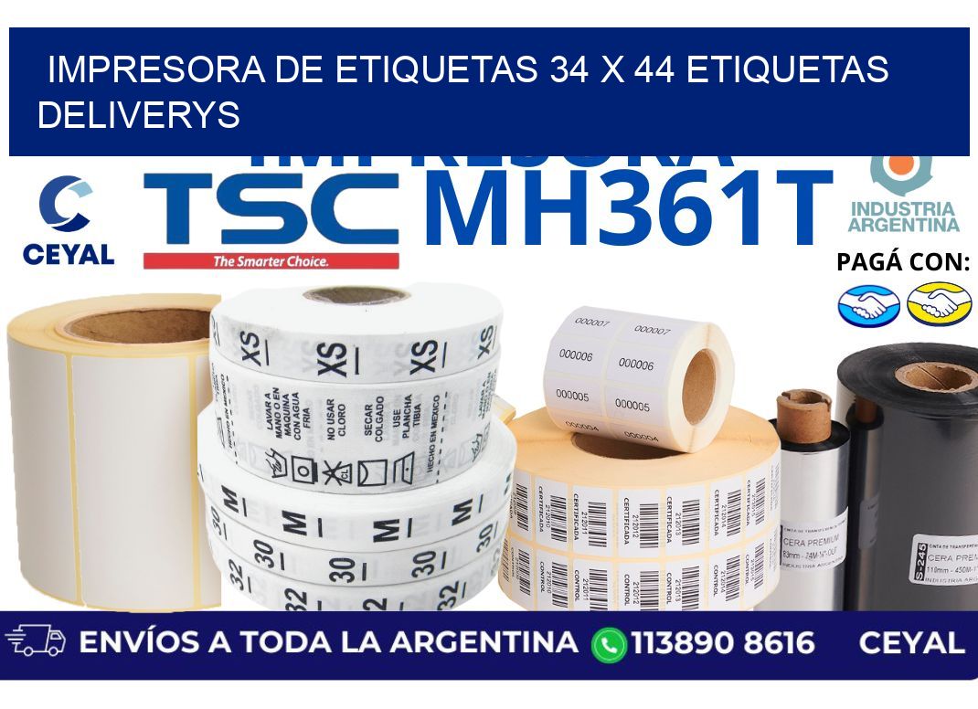 impresora de etiquetas 34 x 44 etiquetas deliverys