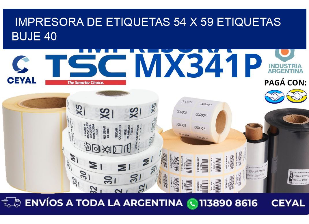 impresora de etiquetas 54 x 59 etiquetas buje 40