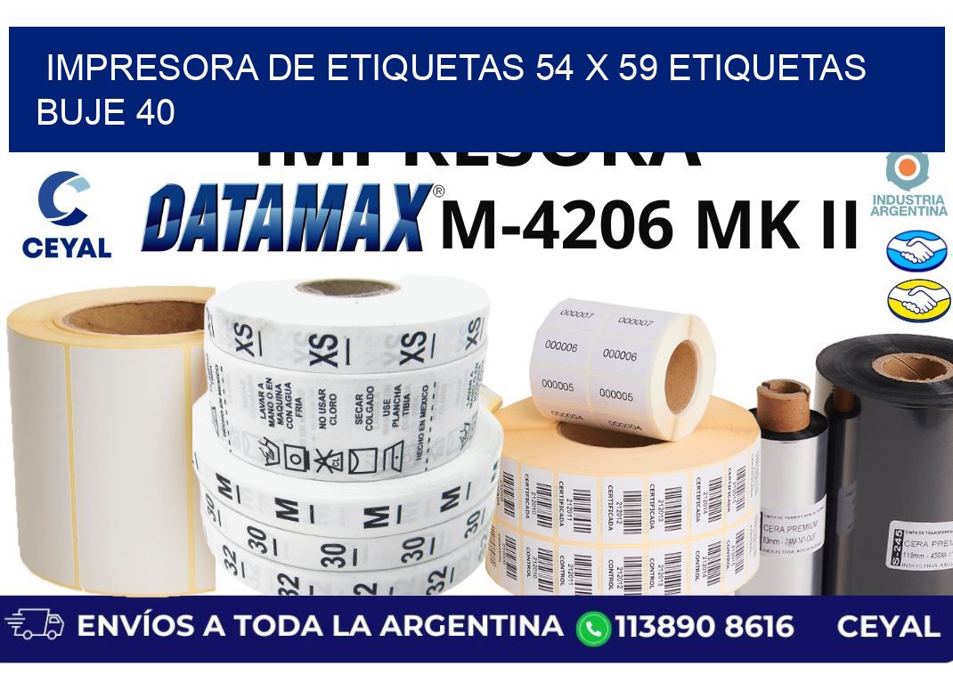 impresora de etiquetas 54 x 59 etiquetas buje 40