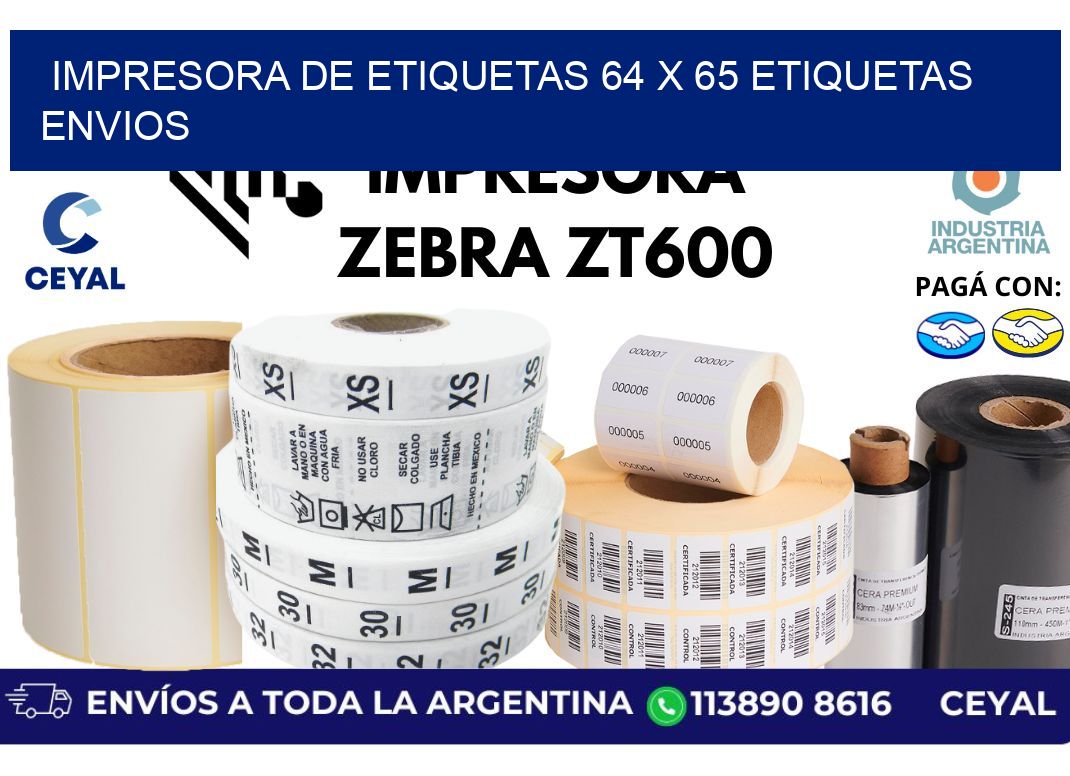impresora de etiquetas 64 x 65 etiquetas envios