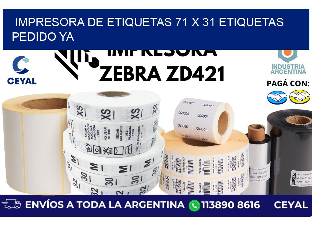 impresora de etiquetas 71 x 31 etiquetas pedido ya