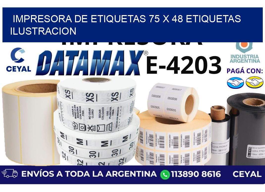 impresora de etiquetas 75 x 48 etiquetas ilustracion