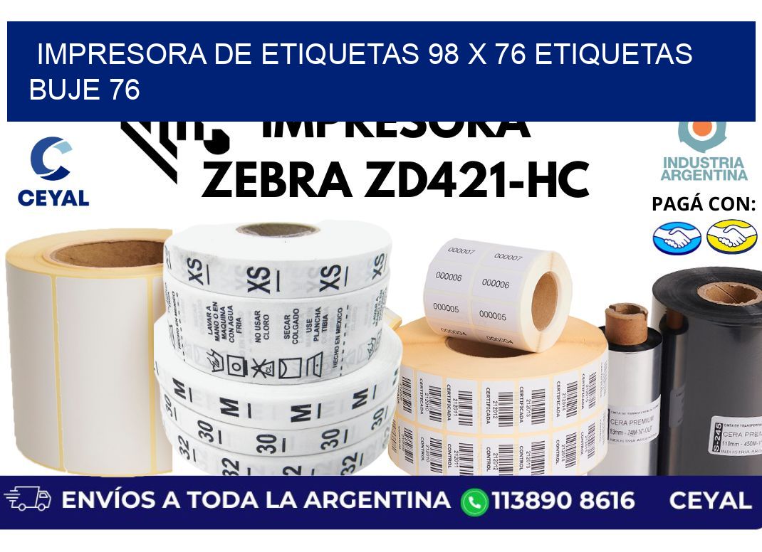 impresora de etiquetas 98 x 76 etiquetas buje 76