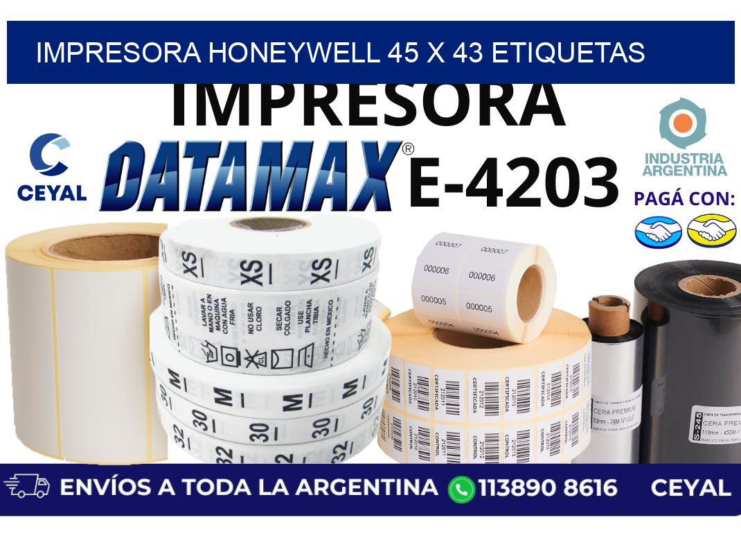 impresora honeywell 45 x 43 etiquetas