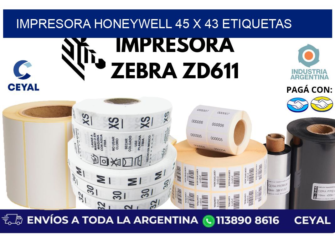 impresora honeywell 45 x 43 etiquetas