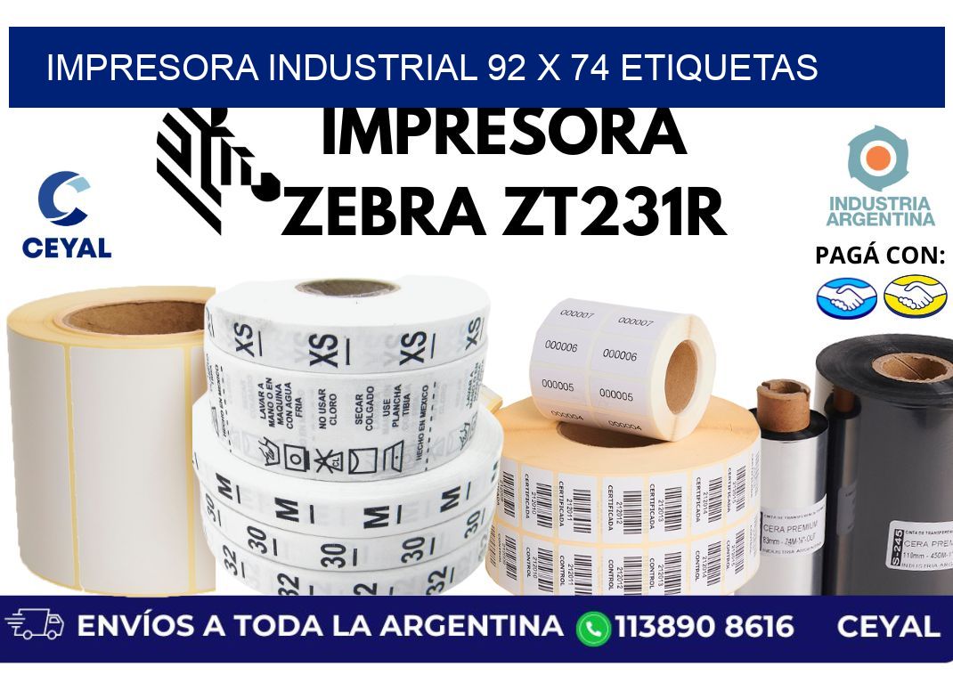 impresora industrial 92 x 74 etiquetas