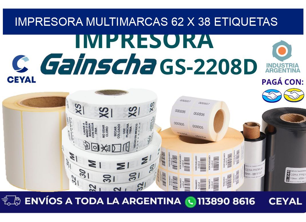 impresora multimarcas 62 x 38 etiquetas