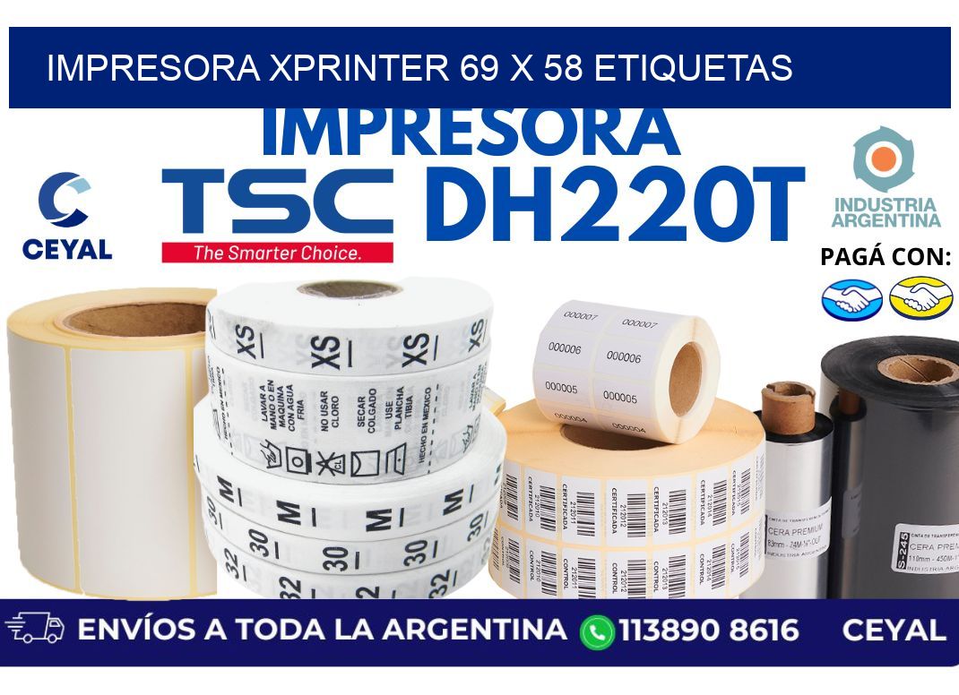 impresora xprinter 69 x 58 etiquetas