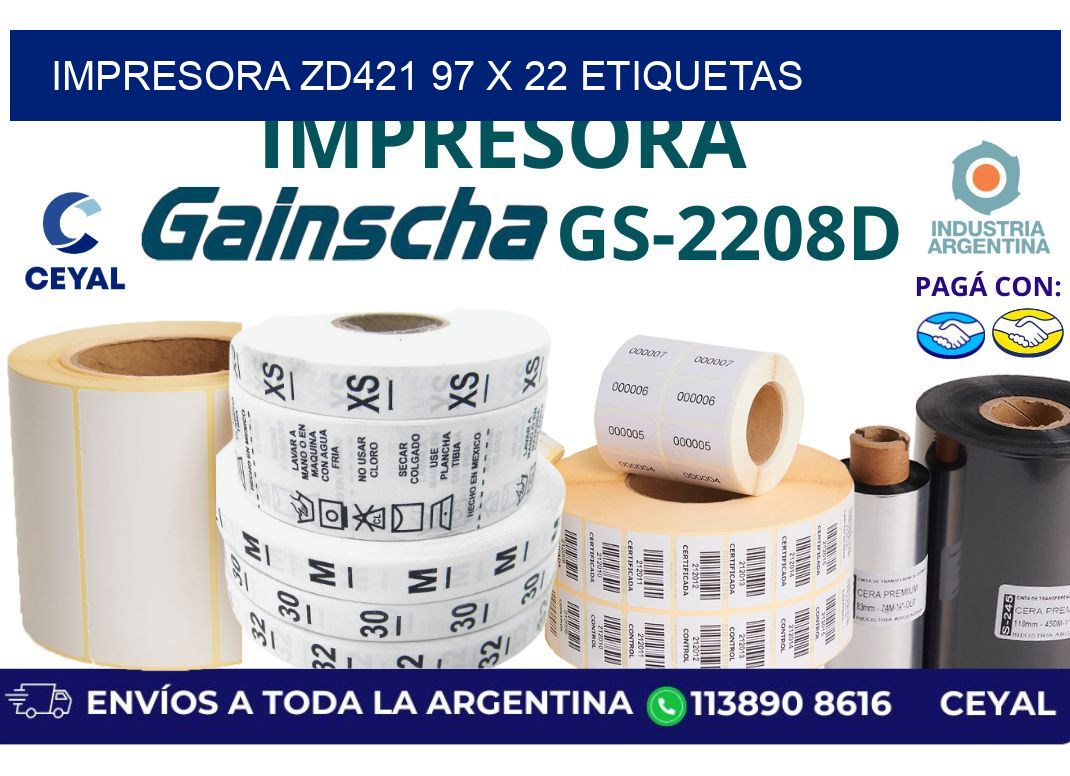impresora zd421 97 x 22 etiquetas