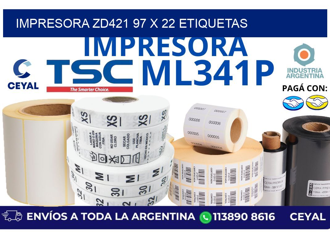 impresora zd421 97 x 22 etiquetas