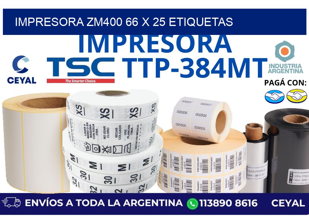 impresora zm400 66 x 25 etiquetas
