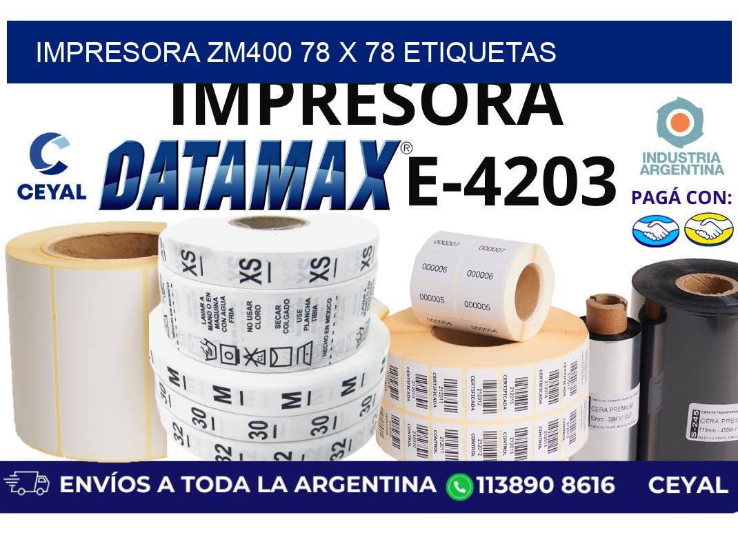 impresora zm400 78 x 78 etiquetas