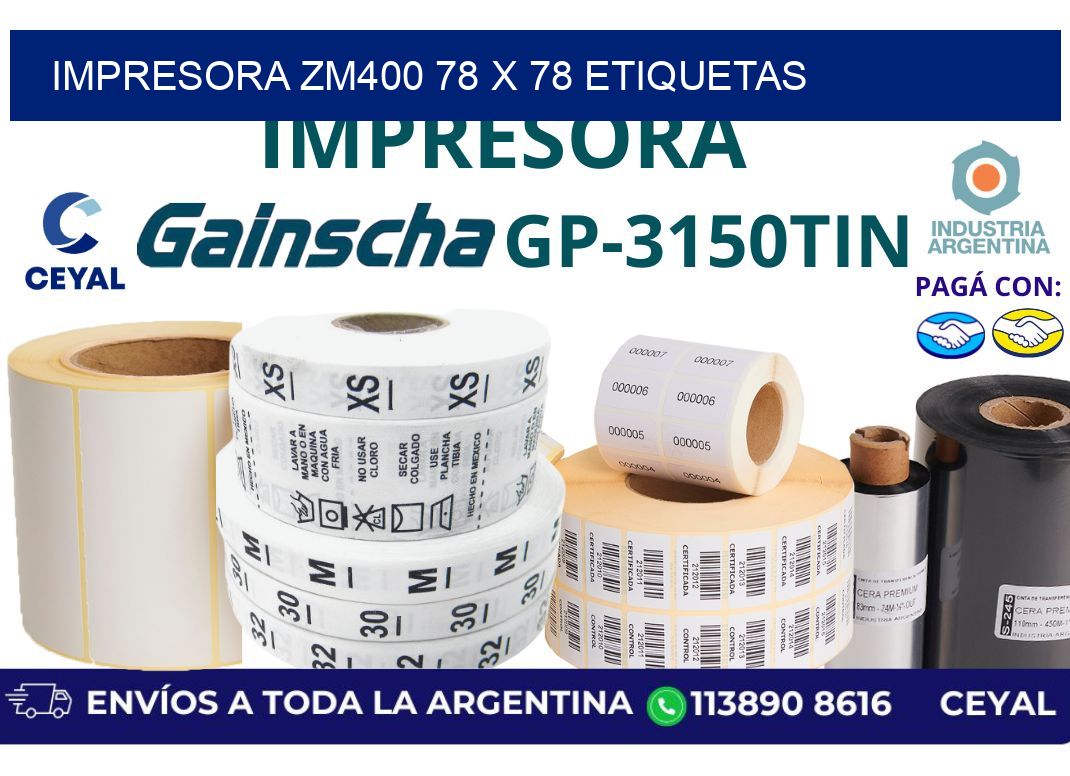 impresora zm400 78 x 78 etiquetas