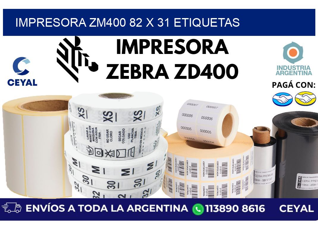 impresora zm400 82 x 31 etiquetas