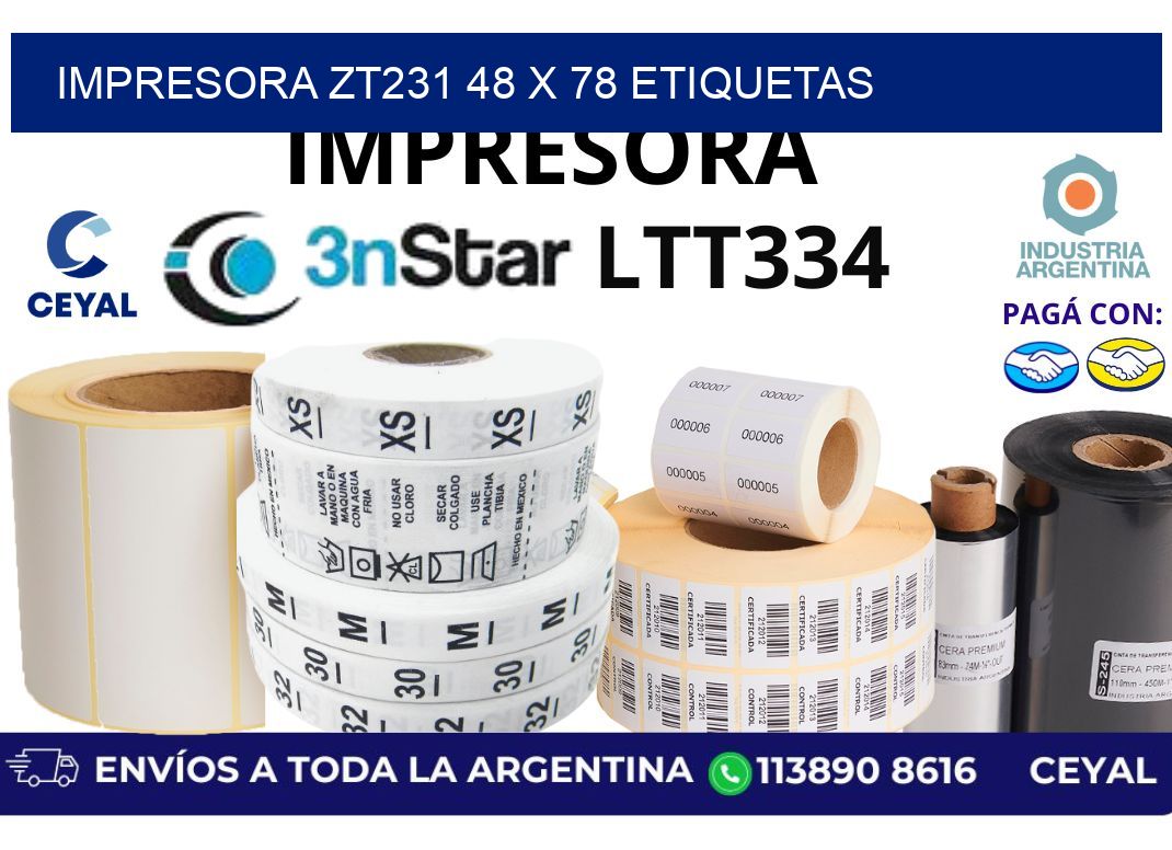 impresora zt231 48 x 78 etiquetas