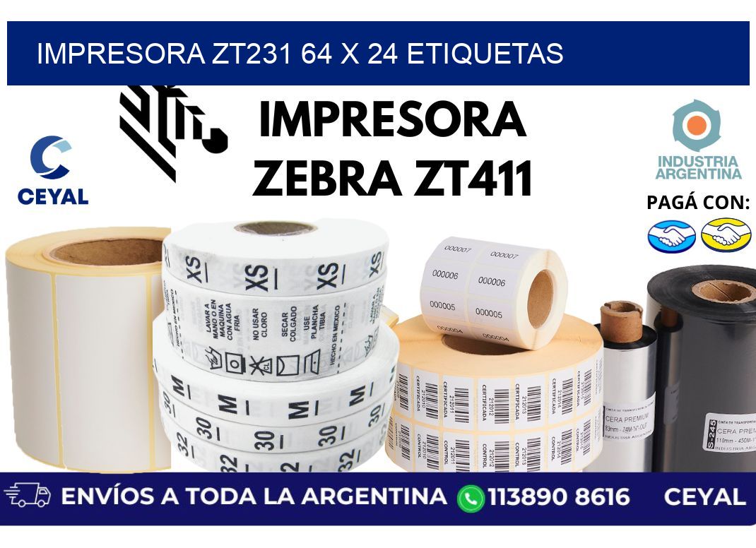 impresora zt231 64 x 24 etiquetas