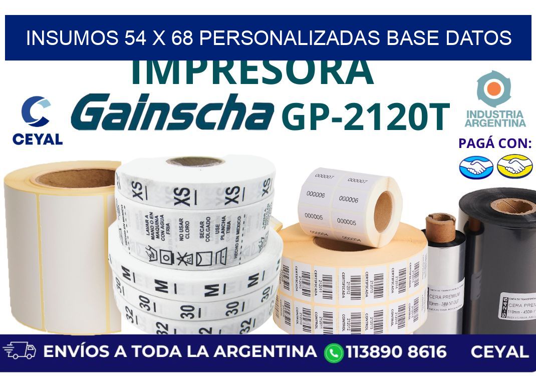 insumos 54 x 68 personalizadas base datos