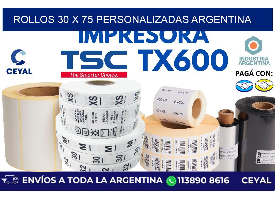 rollos 30 x 75 personalizadas argentina