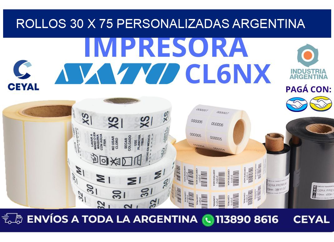 rollos 30 x 75 personalizadas argentina