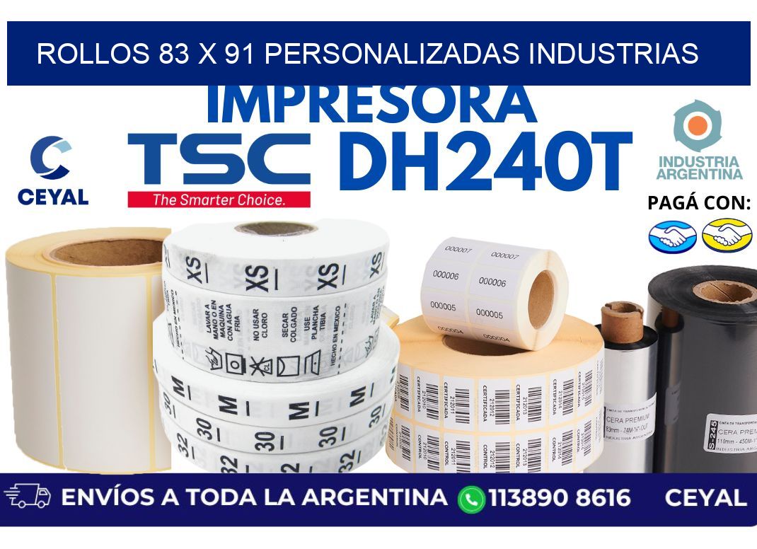 rollos 83 x 91 personalizadas industrias