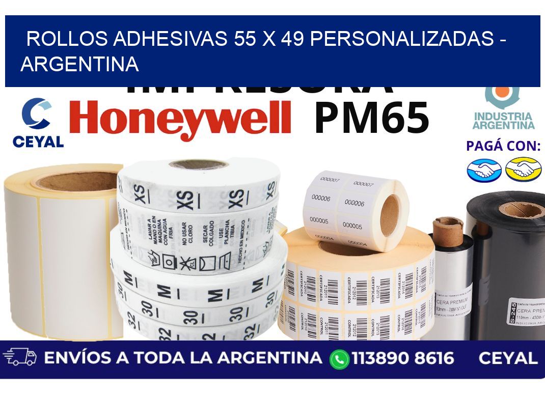 rollos adhesivas 55 x 49 personalizadas – Argentina