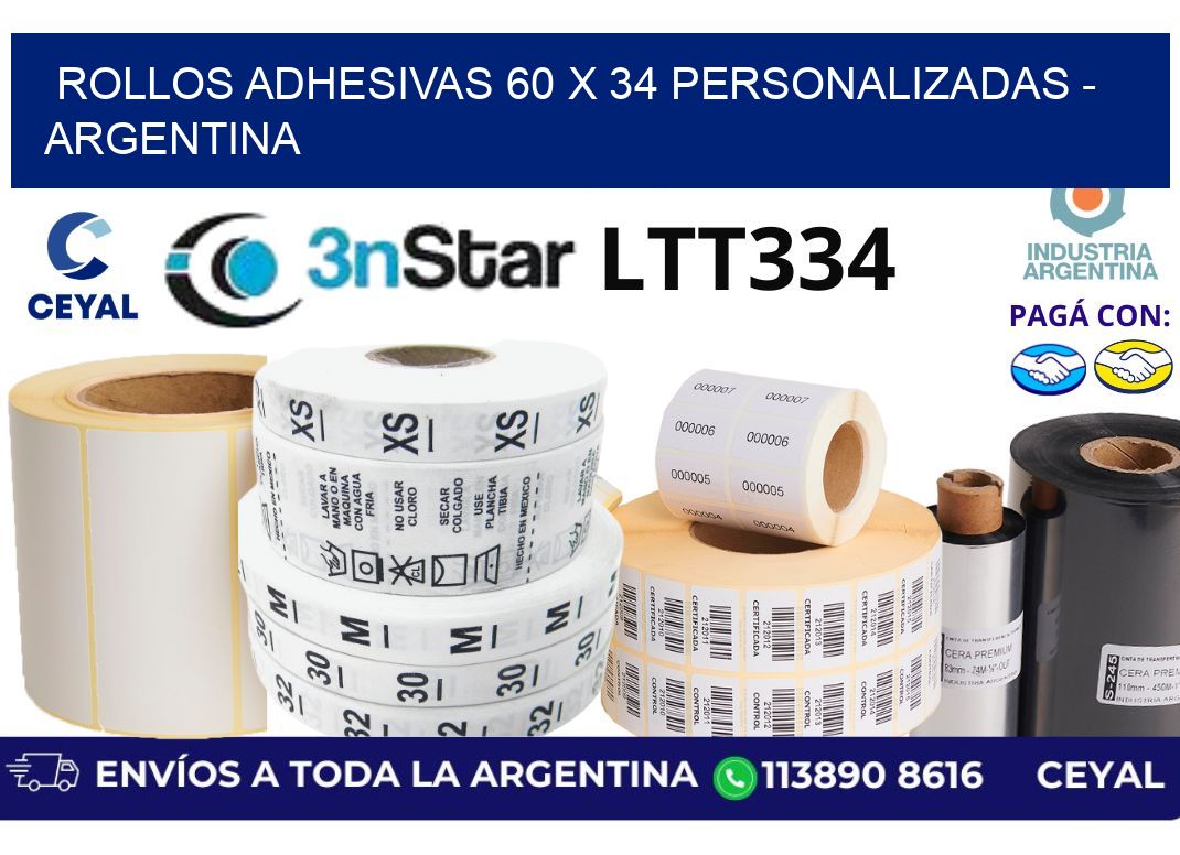 rollos adhesivas 60 x 34 personalizadas - Argentina